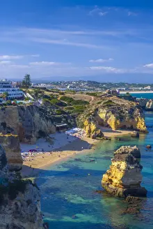 Elevated Viewpoint Prints: Portugal, Algarve, Lagos, Dona Ana Beach (Praia Dona Ana)
