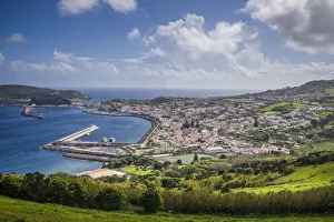 Portugal, Azores, Faial Island, Horta from the Miradouro Espalamaca