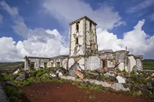 Faial Prints: Portugal, Azores, Faial Island, Riberinha, earthquake damaged ruins of the Pontinha