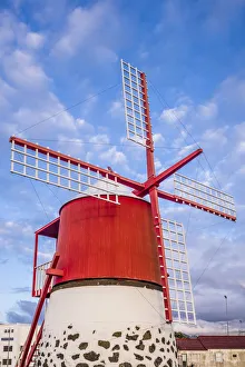 Portugal, Azores, Pico Island, Madalena, traditional windmill
