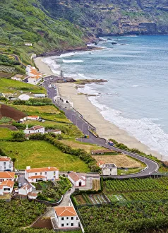 Images Dated 20th January 2016: Portugal, Azores, Santa Maria, Praia, Elevated view of the beach and coast of the