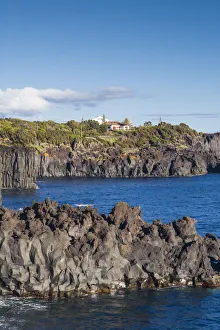 Portugal, Azores, Sao Jorge Island, Cais da Urzelina, volcanic rock coastline