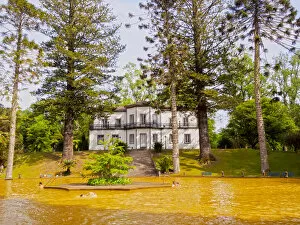 Portugal, Azores, Sao Miguel, Furnas, Thermal Water Pool and Mansion in Parque Terra