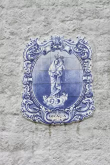 Images Dated 31st October 2017: Portugal, Azores, Sao Miguel Island, Gorreana, Azulejo tile panel of Virgin Mary