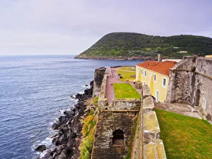 Macaronesia Prints: Portugal, Azores, Terceira, Angra do Heroismo, View of the Fort Sao Sebastiao
