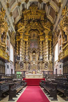 Nave Prints: Portugal, Douro Litoral, Porto. The Romanesque Nave of Se Cathedral