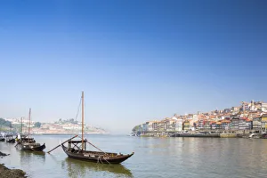 Ribeira Prints: Portugal, Douro Litoral, Porto. The view across the Douro River to the UNESCO listed