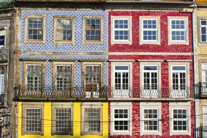 Portugal, Douro Litoral, Porto. Detail of traditional buildings in the UNESCO World