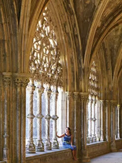 Images Dated 8th May 2014: Portugal, Estremadura, Batalha, Monastery of Santa Maria da Vitoria; Woman sitting