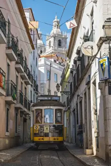 Portugal, Lisbon. The famous touristy line 28 of the Lisbon tramway in Alafama district