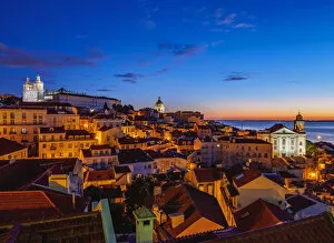 Images Dated 19th January 2017: Portugal, Lisbon, Miradouro das Portas do Sol, View over Alfama Neighbourhood at sunrise