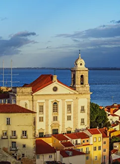 Portugal, Lisbon, Miradouro das Portas do Sol, View towards the Church of Santo Estevao