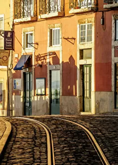 Portugal, Lisbon, Shadow of al tram in Alfama