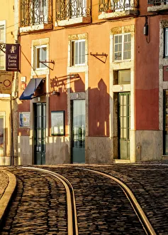 Streetcar Prints: Portugal, Lisbon, Shadow of al tram in Alfama