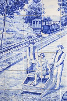 Portugal, Madeira, Funchal, Ritz cafe, Hand painted tiles portraying old Madeira scenes