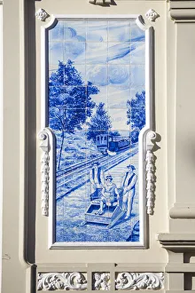 Portugal, Madeira, Funchal, Ritz cafe, Hand painted tiles portraying old Madeira scenes