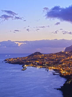 Images Dated 9th May 2016: Portugal, Madeira, Funchal, Twilight view of Funchal