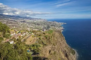 City Skyline Prints: Portugal, Madeira, Funchal, View towards Funchal from Cabo Girao cliff top