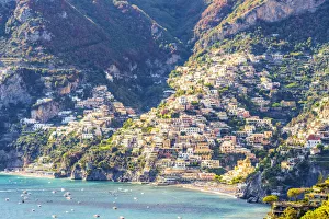 Positano, Amalfi coast, Salerno, Campania, Italy. View of Positano village