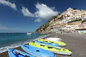 Kayak Prints: Positano from the beach, Amalfi Coast, Salerno Province, Campania, Italy