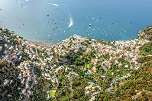 Positano, Salerno province, Campania, Italy. High angle view of Positano