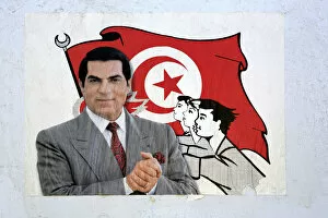 Images Dated 1st September 2011: Poster with president Ben Ali, Sfax, Tunisia