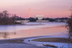 Washington Dc Prints: Potomac River, Licoln Memorial and Washington Monument, Washington DC, USA