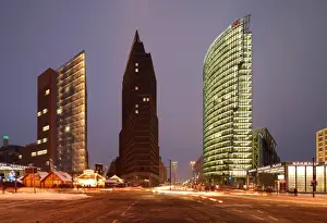Steel Prints: Potsdamer Platz, the new Centre of Berlin in Winter. Germany