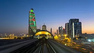 Images Dated 16th December 2015: POV on the modern driverless Dubai elevated Rail Metro System, running alongside the
