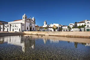 Lagos Prints: Praca do Infante with church Santa Maria, Lagos, Algarve, Portugal