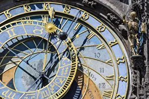 Old Town Hall Prints: Prague astronomical clock, Prague, Bohemia, Czech Republic