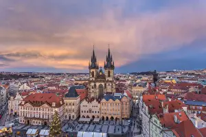 Praha Prints: Prague, Czech Republic The Church of Saint Mary of Tyn photographed at sunset