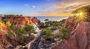 Algarve Prints: Praia da Falesia, Falesia Beach Sunset Faro District Algarve, Portugal