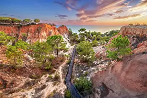 Lagos Prints: Praia da Falesia, Falesia Beach Sunset Faro District Algarve, Portugal