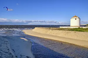 Riverfront Prints: Praia dos Moinhos (Beach of the Windmills) and Tagus river with kite surfers