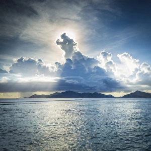 Beach Prints: Praslin island from Anse Source d Argent beach, La Digue, Seychelles