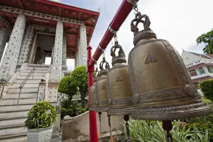 Prayer Gallery: Prayer bells at the Wat Arun temple in Bangkok Thailand