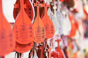 Prayer Gallery: Prayer cards at Bentendo Temple on Shinobazu pond in Ueno Park, Tokyo, Japan