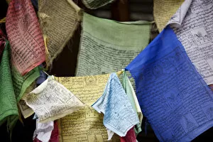 Images Dated 2nd February 2010: Prayer flags blowing in the wind in Bhutan