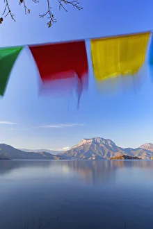 Prayer Flags Prints: Prayer flags at Lugu Lake, Yunnan, China