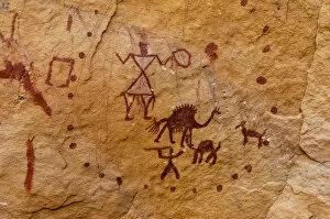 World Destinations Gallery: Prehistoric rock paintings, Wadi Teshuinat, Akakus, Sahara desert, Fezzan, Libya