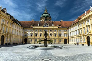 Prelates courtyard of the Benedectine abbey, Melk, Lower Austria, Austria