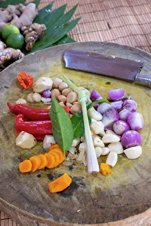 Ingredients Prints: Preparing food at a Balinese cooking class, Bali, Indonesia