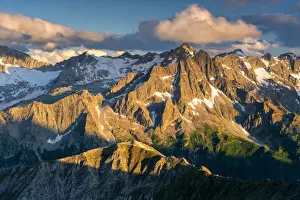 Italian Valley Prints: Presanella group at sunset view from Cima Casaiole in Stelvio national park