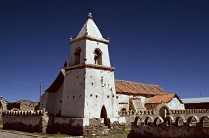 Church Tower Gallery: The pretty Andean church at the village of Isluga