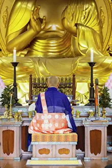 Ceremony Prints: Priest during ceremony in Main Hall of Chuson-ji Temple (UNESCO World Heritage Site)
