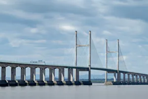 River Severn Prints: The Prince of Wales Bridge over the River Severn, England