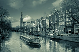 Prinsengracht Prints: Prinsengracht and Westerkerk in the background, Amsterdam, Holland