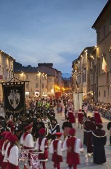 Celebrate Collection: Procession of medieval festival of La Quintana in Piazza Arringo, Ascoli Piceno, Le Marche