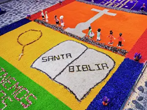 Sacatepequez Department Prints: Processional carpet on Good Friday, Antigua Guatemala, Sacatepequez Department, Guatemala